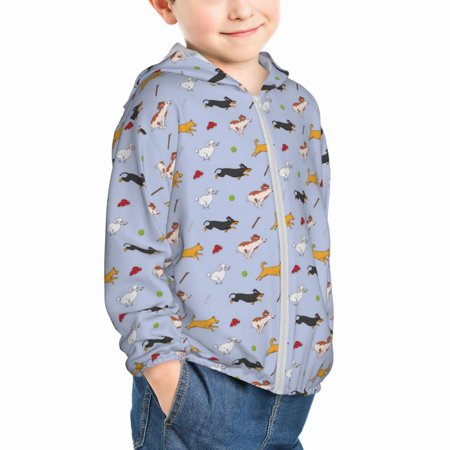 

Uemuo Dogs Are Running Pattern Rash Guard for Boys Girls Long Sleeve Swim Shirts UPF 50+ UV Sun Protection Hooded Fishing Shirt with Pocket for Kid-4 Years