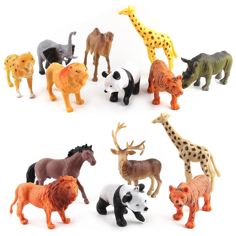 1Pc Plastic Zoo Animal Figure Model Tiger Leopard Hippo Giraffe Kids Toy 
