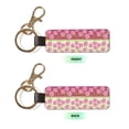 thumbnail image 2 of Wukai Flowers Print Leather Car Keychain, Universal Key Fob Keychain, Leather Key Chain Holder for Men and Women,360 Degree Rotatable, 2 of 5