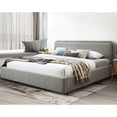 thumbnail image 3 of Omax Decor Chloe Upholstered Platform King Bed in Gray Boucle Fabric, 3 of 10