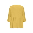 thumbnail image 4 of Craaazy Comfy 3/4 Sleeve Button Down Shirt for Women Casual V Neck Cotton Linen Loose Top for Daily Wear, 4 of 6