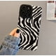 thumbnail image 1 of Funda de teléfono con raya de cebra, color blanco y negro, a la moda, para iPhone 14, 11, 12, 13, 15 Pro Max, 14, 15, 7, 8 Plus, X, XS, Max, XR, suave a prueba de golpes, 1 of 4