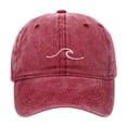 thumbnail image 2 of Womens Baseball Caps with Sea Wave Embroidered Stylish Wide Brim Soft Adjustable Sun Hat Outdoor Daily Wear Wine, 2 of 3