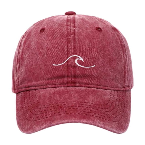 Bibifish Mens Distressed Washed Baseball Cap White Wave Embroidery Detail Vintage Style Adjustable Sun Protection Casual Sports & Beach Cap