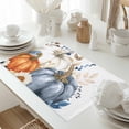 thumbnail image 5 of Thanksgiving Fall Placemats Set of 8 Pumpkin Eucalyptus Leaves White Heat Insulated Linen Place Mats, Washable Stain-Proof Table Mats for Dining Tables Holiday Decor 13x19inch, 5 of 9