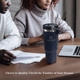 thumbnail image 2 of 30 oz Insulated Stainless Steel Tumbler with Lid & Handle, Leakproof Travel Mug for Hot & Cold Drinks, Blue, 2 of 5