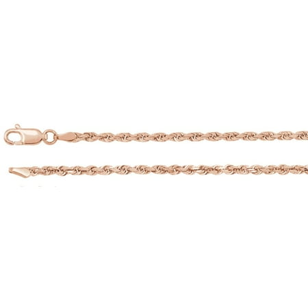 14k 2.5 Mm Diamond - 14K Rose Gold 2.5 mm Diamond Cut Rope Chain Necklace 16 inch