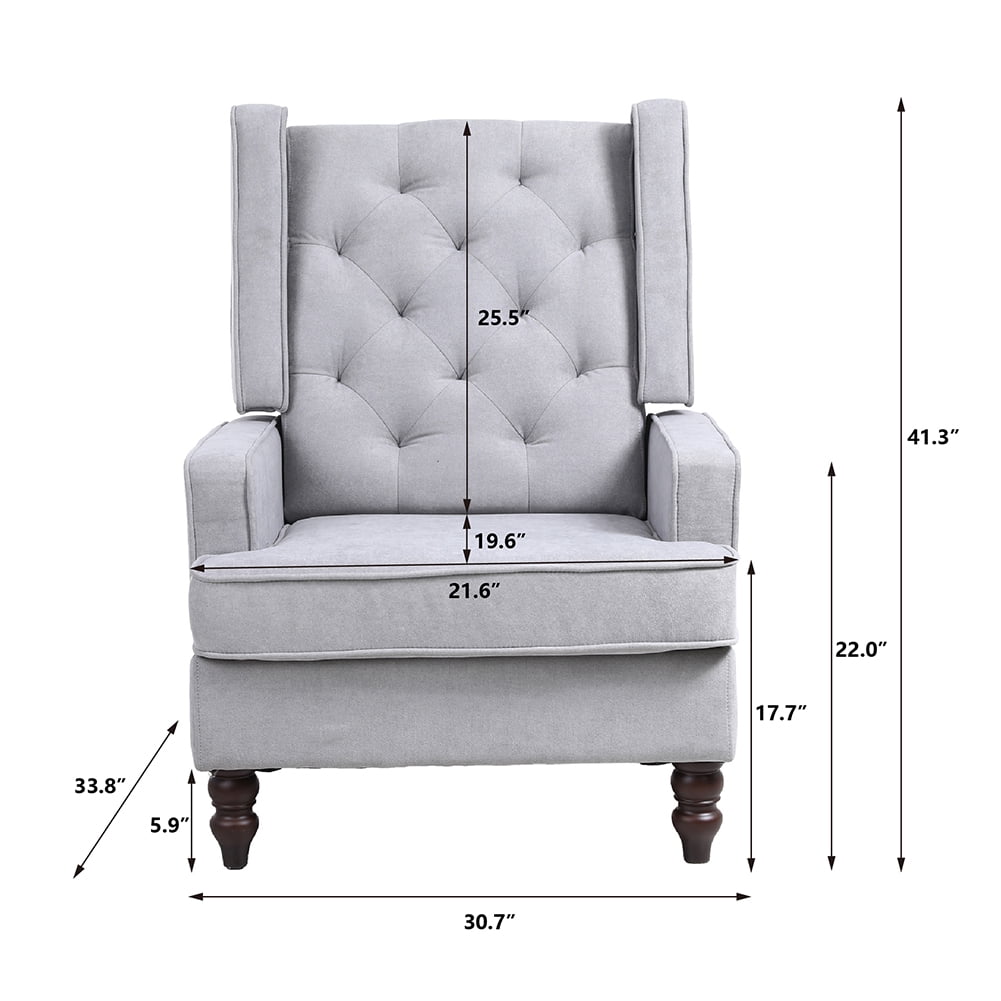 Kepooman Tufted Upholstered Wingback Accent Chair Rocker w/Wood Frame, Gray Kepooman Tufted Upholstered Wingback Accent Chair Rocker w/Wood Frame, Gray