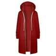 thumbnail image 5 of Luwomo Women's Casual Jackets Zipper Long Sleeve Hooded Drawstring Warmth Versatile Outerwear Everyday Activities with Pockets Blouses Red,2XL, 5 of 6