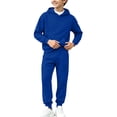 thumbnail image 2 of CYRBOKO Boys Sweatsuits 2pcs Sets Size 10-12, Long Sleeve Casual Athletic Lightweifht Fleece Lined Hoodie and Jogger Sweatpants Blue, 2 of 6
