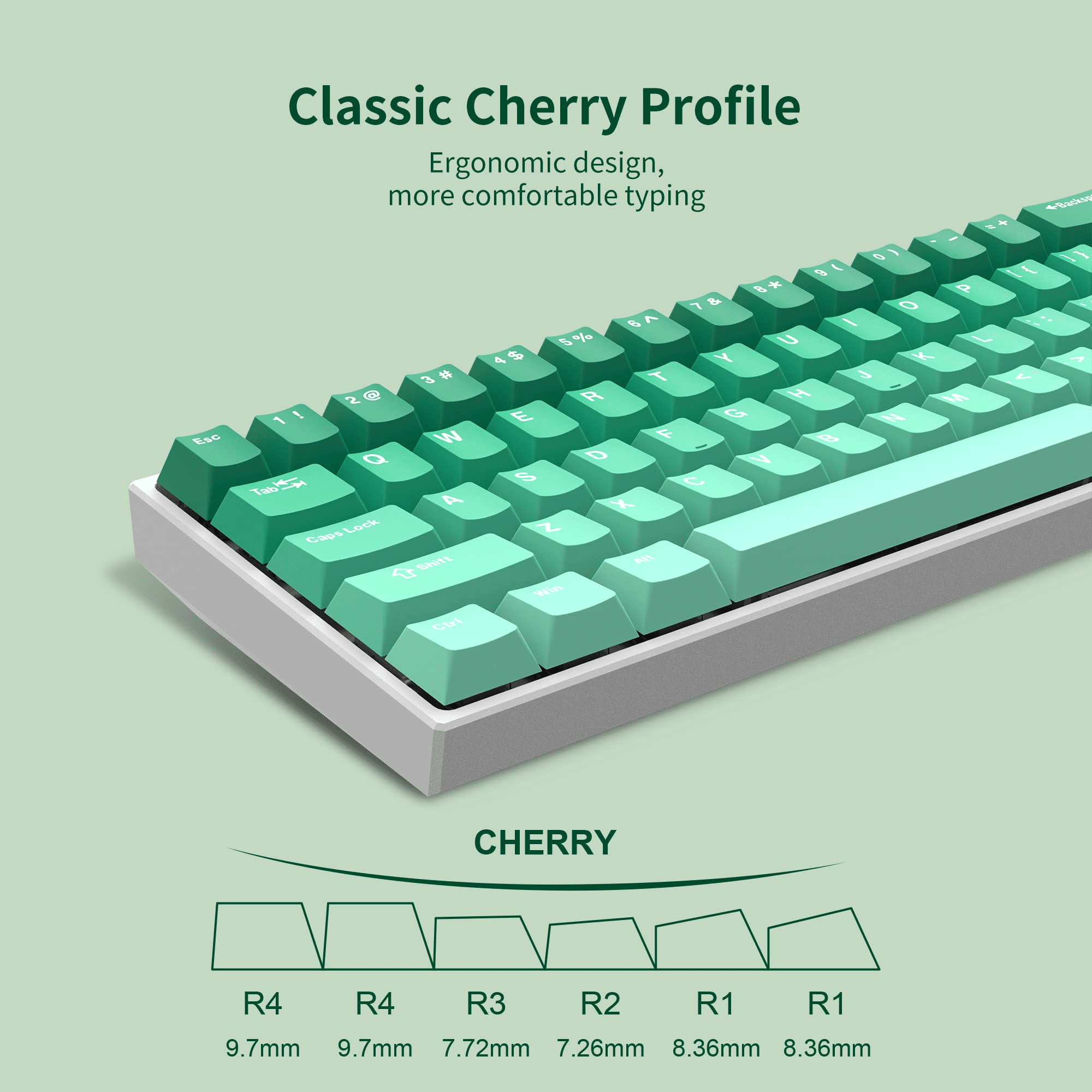 Akko Keycaps Warm Gray Gradient Theme 132-Key Cherry Profile Double-Shot  PBT Keycap Set with MX Style Stem for Mechanical Keyboards