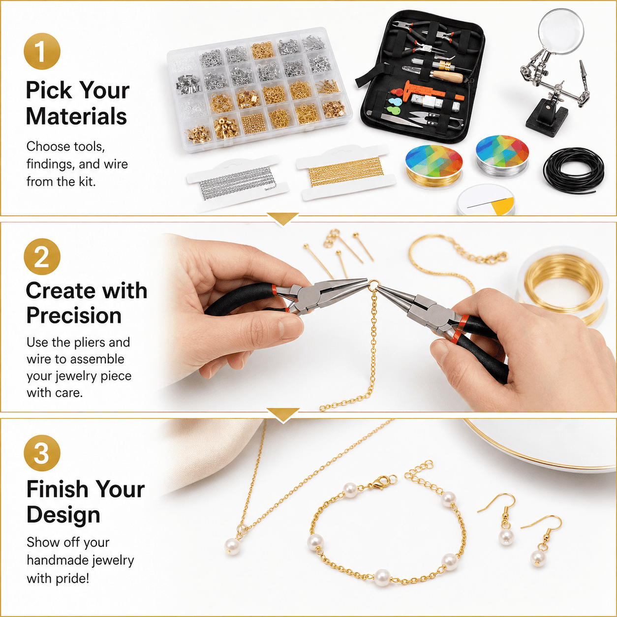 Kabuer Jewelry Making Kit for Adults, Tools, Charms, Wires, Findings, and More, All-Inclusive