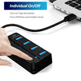 thumbnail image 2 of LNGOOR 4 Port USB Hub Splitter 3.0 for Desktop Laptop Computer  USB Extender Hub with Individual Switches, 2 of 7