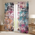 thumbnail image 2 of Homewish Modern Stripes Lines Black Out Curtains for Women, Checkered Square Curtains Pack of 2 (42x63 Each), Fashion Graffiti Artwork Bedroom Curtains, Curtains and Drapes Home Decor, 2 of 6