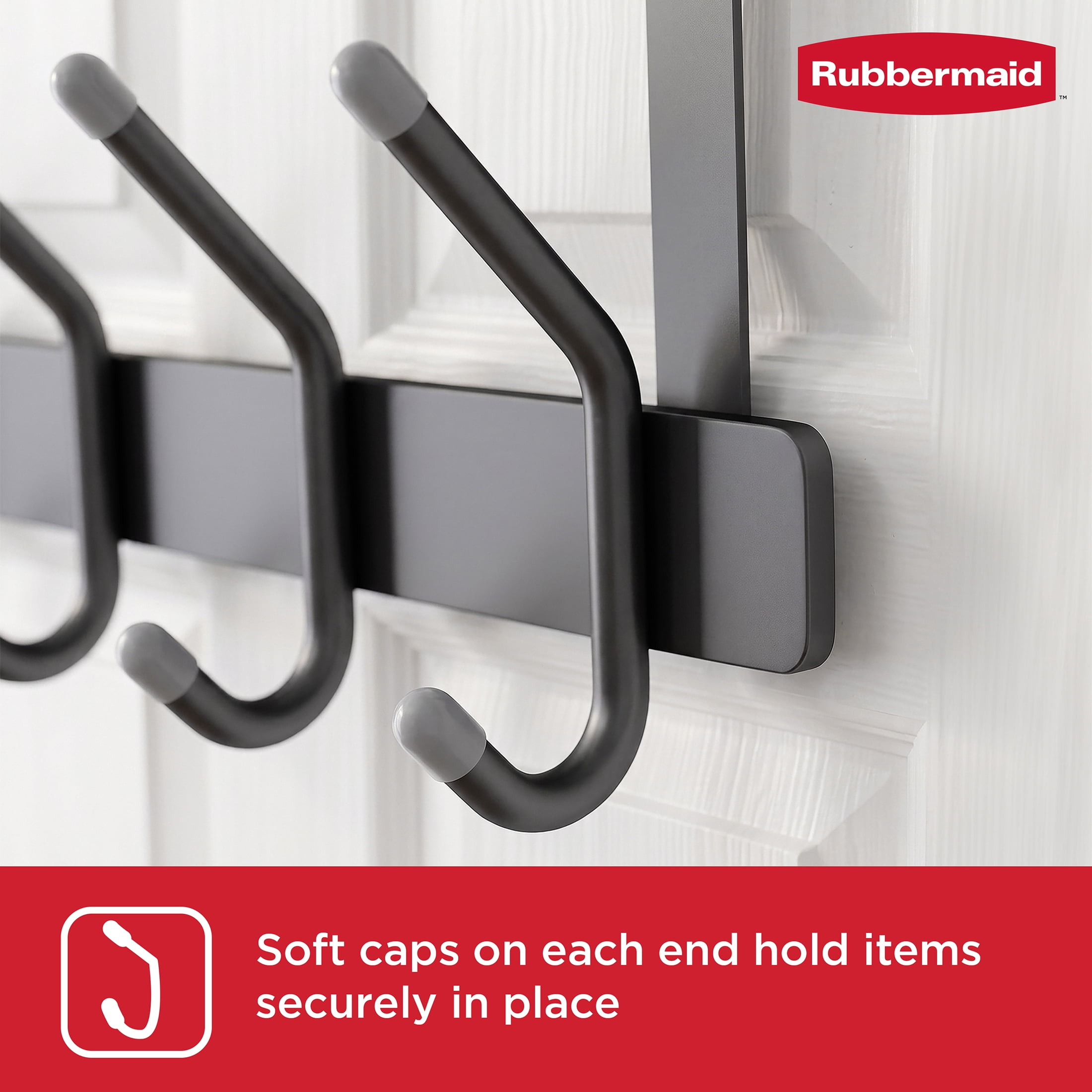 Rubbermaid 5 Double-Hook Over-the-Door Hook Rack, Gray