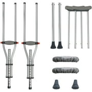 1 Pair Forearm Crutches Universal Aluminum Non-Slip Crutches with Adjustable Height and Turning Arm Cuffs