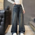 thumbnail image 2 of Frostluinai Girls' Straight Wide Leg Jeans Distressed Retro Wash Pull on Denim Pants Baggy Cargo Streetwear Jeans with Pocket 4-15 Years, 2 of 10