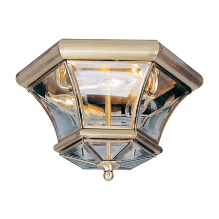 

Semi Flush Mounts 3 Light With Clear Beveled Glass Antique Brass size 13 in 180 Watts - World of Crystal