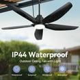 thumbnail image 3 of ALKAFY 52 inch Waterproof Ceiling Fan with LED Light and Remote, DC Motor, for Damp Bathroom Porch, 3 of 11