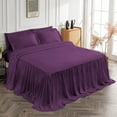 thumbnail image 3 of 4 Piece Long Ruffle Sheet Set, 30" Inch Long Ruffle On Corner Of The Flat Sheet, 21 Inch Deep Pocket, 100% Egyptian Cotton, 800 TC, King Size, Solid Plum, 3 of 9