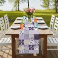thumbnail image 4 of Table Runners 90 Inches Long Dress Scarves, Spring Floral Farmhouse Coffee/Dining/Kitchen Table Runner for Living Room, Dark Purple Flowers Patchwork Grid Bohemia 13x90 Inch, 4 of 9