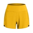 thumbnail image 4 of Hurxie Running Shorts for Women High Waisted Athletic Hiking Workout Gym Tennis Lightweight Shorts with Zip Pockets UPF 50+ Yellow,M, 4 of 5