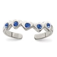 thumbnail image 1 of 925 Sterling Silver Blue Cubic Zirconia Cz Heart Adjustable Toe Ring Open Midi, 1 of 10