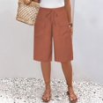 thumbnail image 2 of Seductiva Sales Women's Casual Shorts Women's Cotton and Linen Solid Color Pocket Casual Quarter Pants Loose Pants, 2 of 5