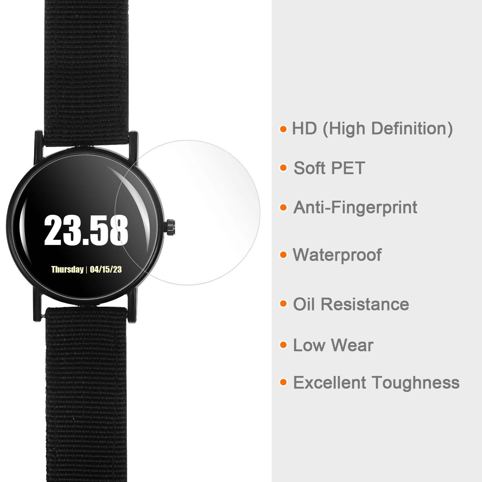 Unique Bargains 24mm Soft PET Anti Fingerprint Clear Round Watch Glass Screen Protectors 5 Pack Walmart