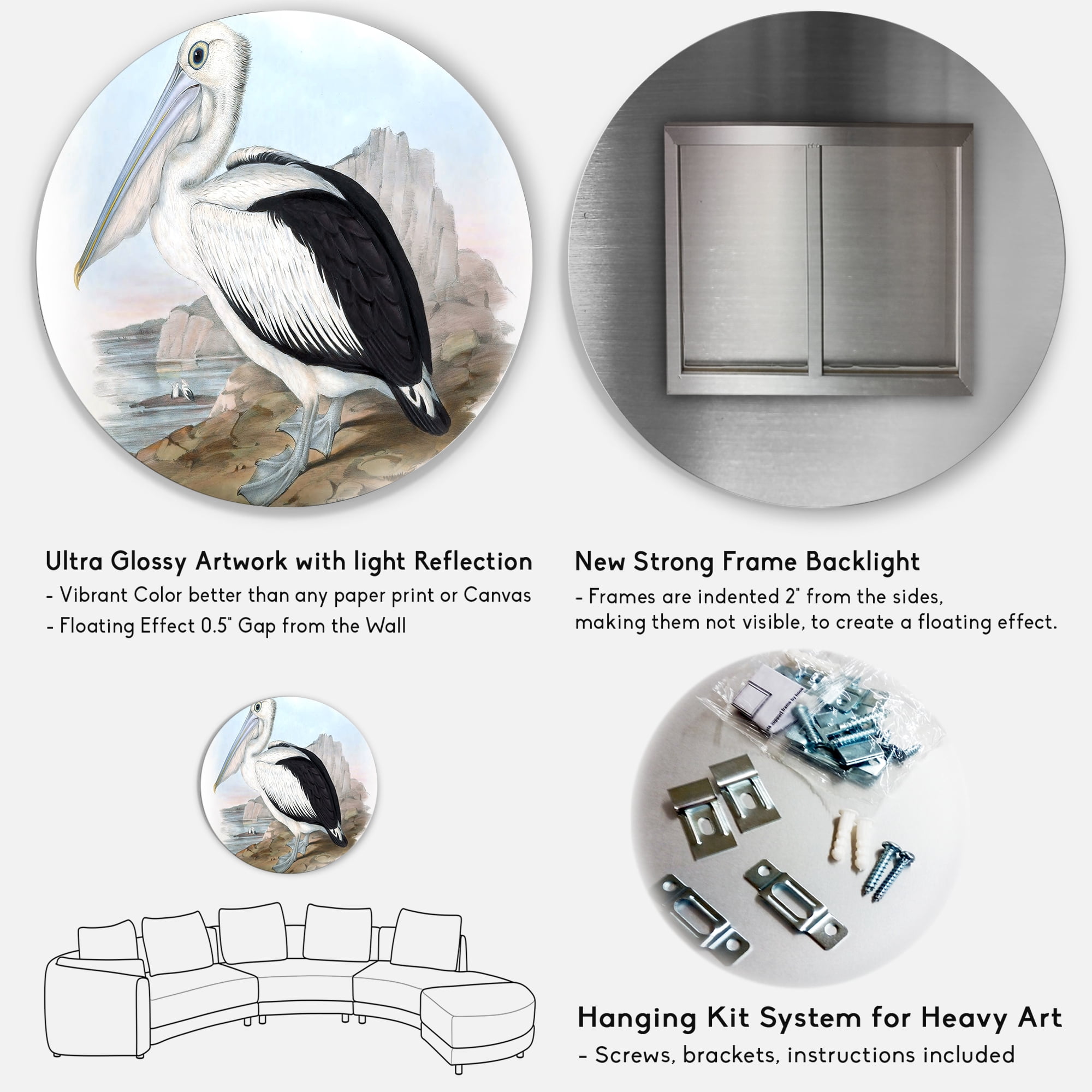 Designart 'Ancient Australian Birds VIII' Traditional Circle Metal Wall Art 29x29 - Disc of 29