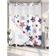 thumbnail image 4 of 4th of July No Hook Shower Curtain Waterproof, Bathroom Curtains with Snap in Liners and See Through Top Window, Independence Day Blue Red Star Fireworks Hotel Style Bathtub Curtains Shower 72"Wx72"L, 4 of 8