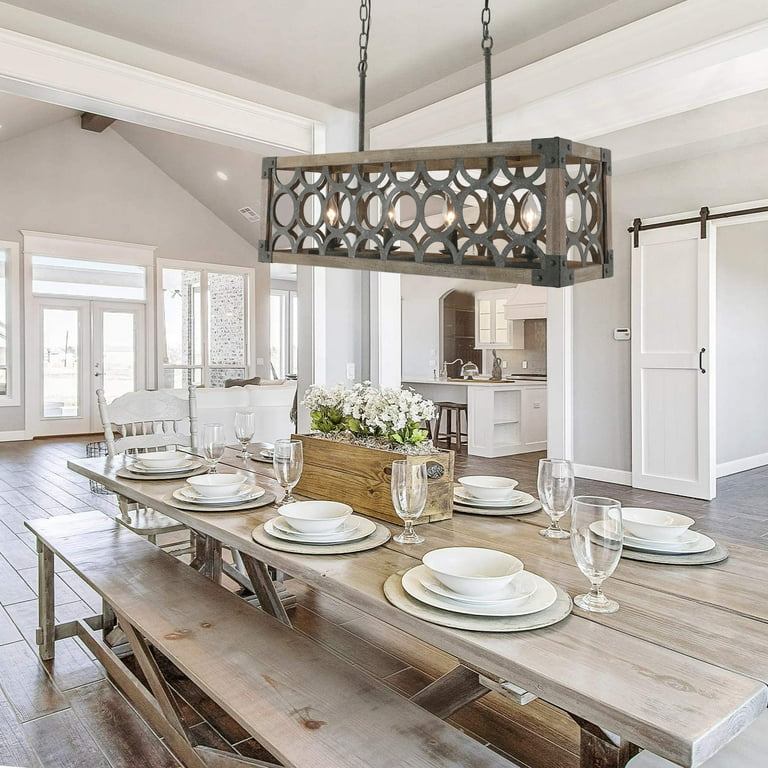Rectangular 2024 farmhouse chandelier