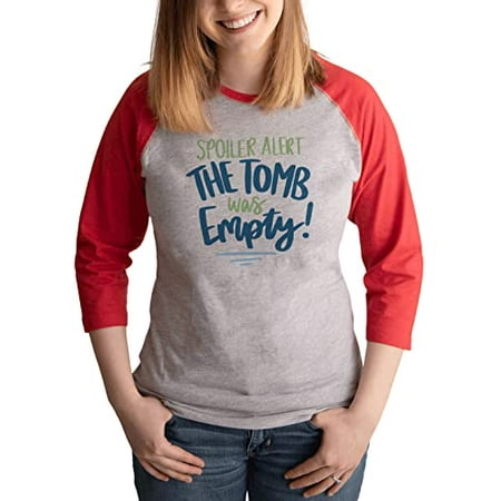 7 ate 9 Apparel Women s Happy Easter Shirts – The Tomb was Empty! Red Shirt Medium