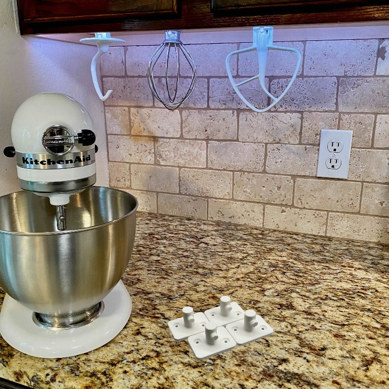 4-Pack KitchenAid Mixer Attachment Holder – Wall Mount Hangers, Screws Included