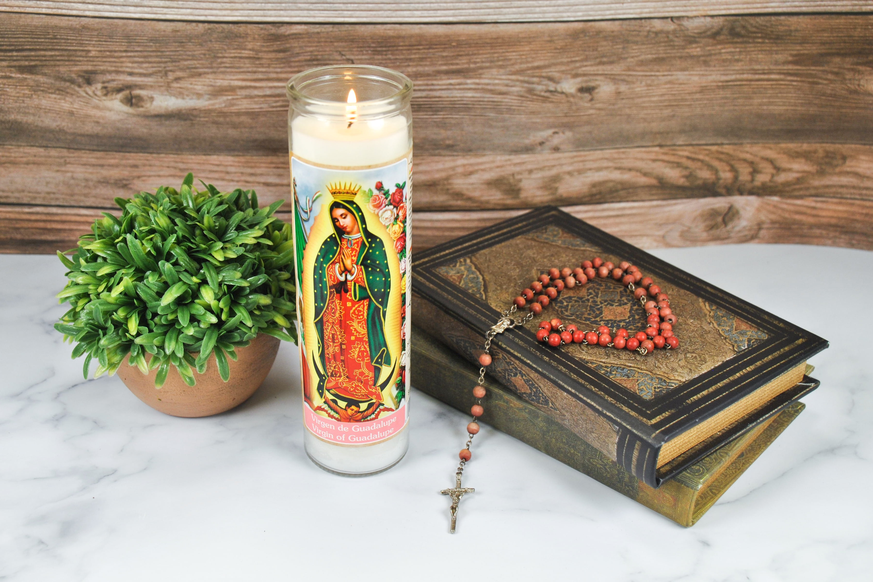 (2 pack) Prayer Candle Dual Saints White Wax, 8 Inch