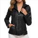 thumbnail image 3 of Chaqueta de Motociclista de con Capucha Desmontable y Mangas Largas para Mujer, Acolchada, Ajustada, de PU, con Cremallera Negro L, 3 of 8
