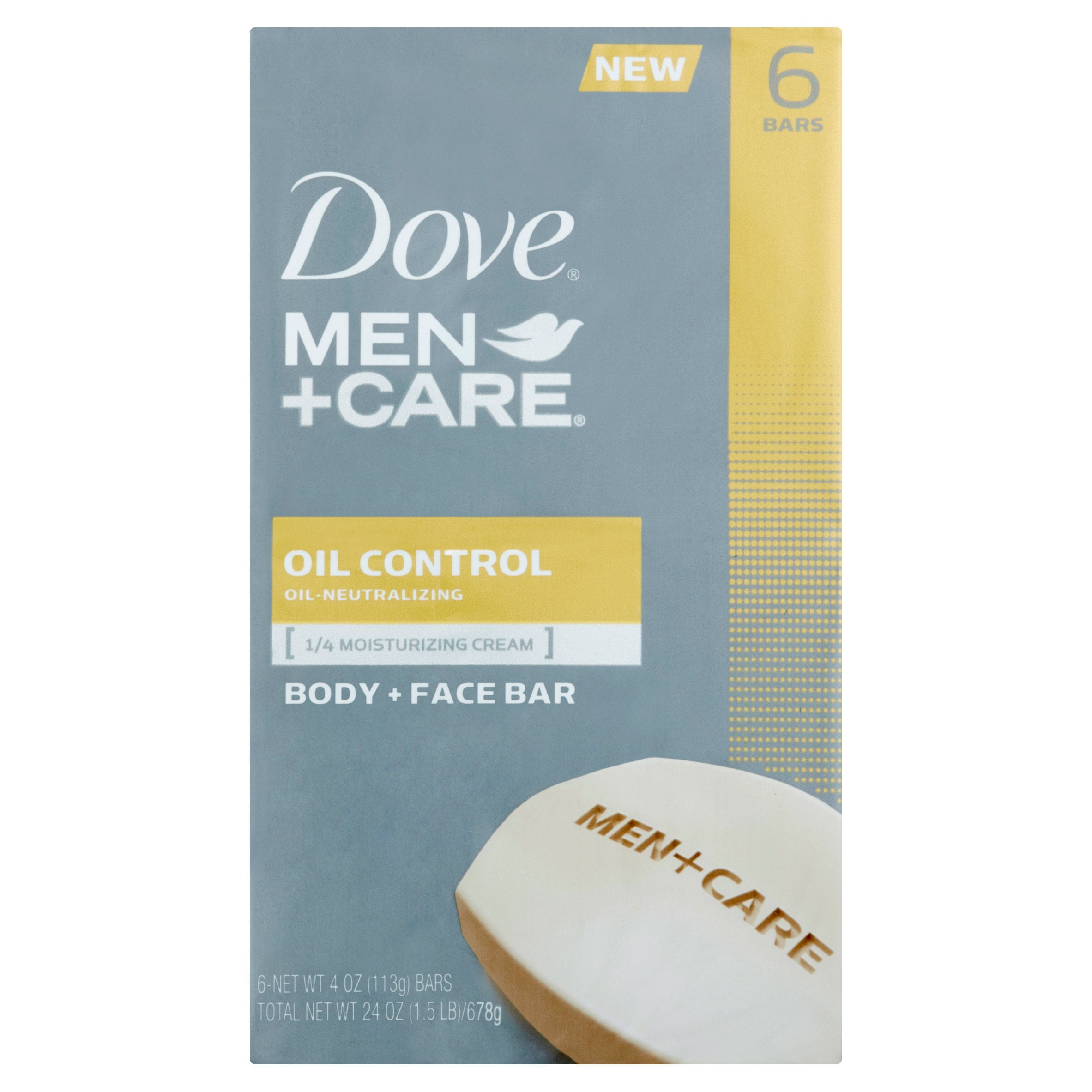 Dove Men+Care Oil Control Body and Face Bar 4 oz, 6 Bar 