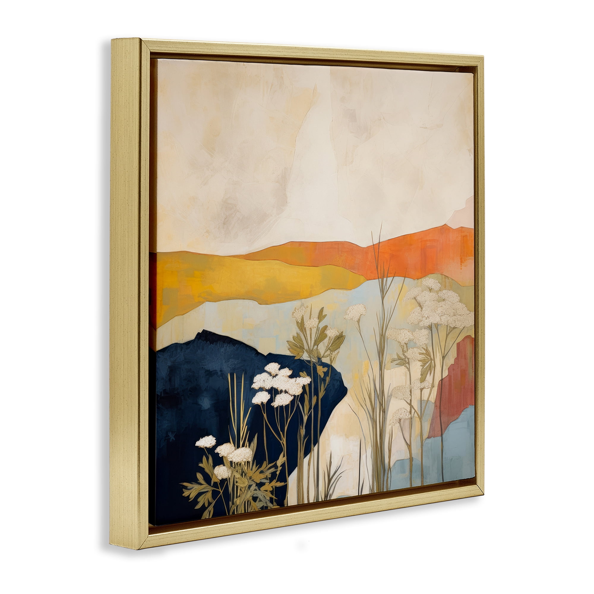 Stupell Industries Complex Desert Layers Landscape & Nature Painting Gold Floater Framed Canvas Art Print Wall Art, 18 x 18