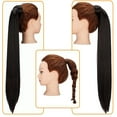 thumbnail image 5 of Youloveit Clip On Ponytail Hair Extensions for Women Wrap Around Thick Straight Hairpiece, Soft Straight Pony Tail Hair Synthetic Hairpiece, 160g Brown/Light Auburn(28" Ash Blonde), 5 of 7