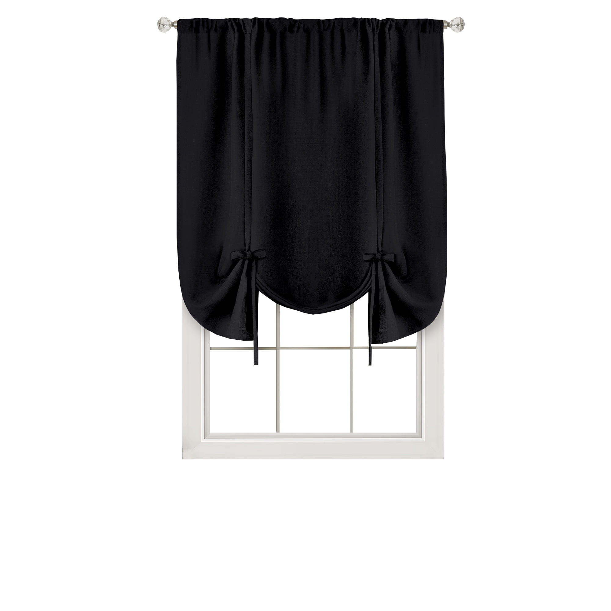 Darcy Window Light Filtering Curtain Tie Up Shade - 58" x 63" - Black