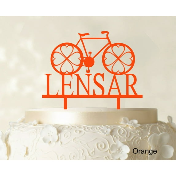 "Custom Monogram Name Cake Topper Personalized Orange Cake Topper Color Option Available 6""-7"" Inches Wide"