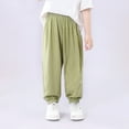 thumbnail image 4 of Jalioing 2 Pack Kids Lounge Trousers Elastic Waist Lightweight Long Bloomers Breathable Cuffed Joggers for Toddlers, 4 of 7