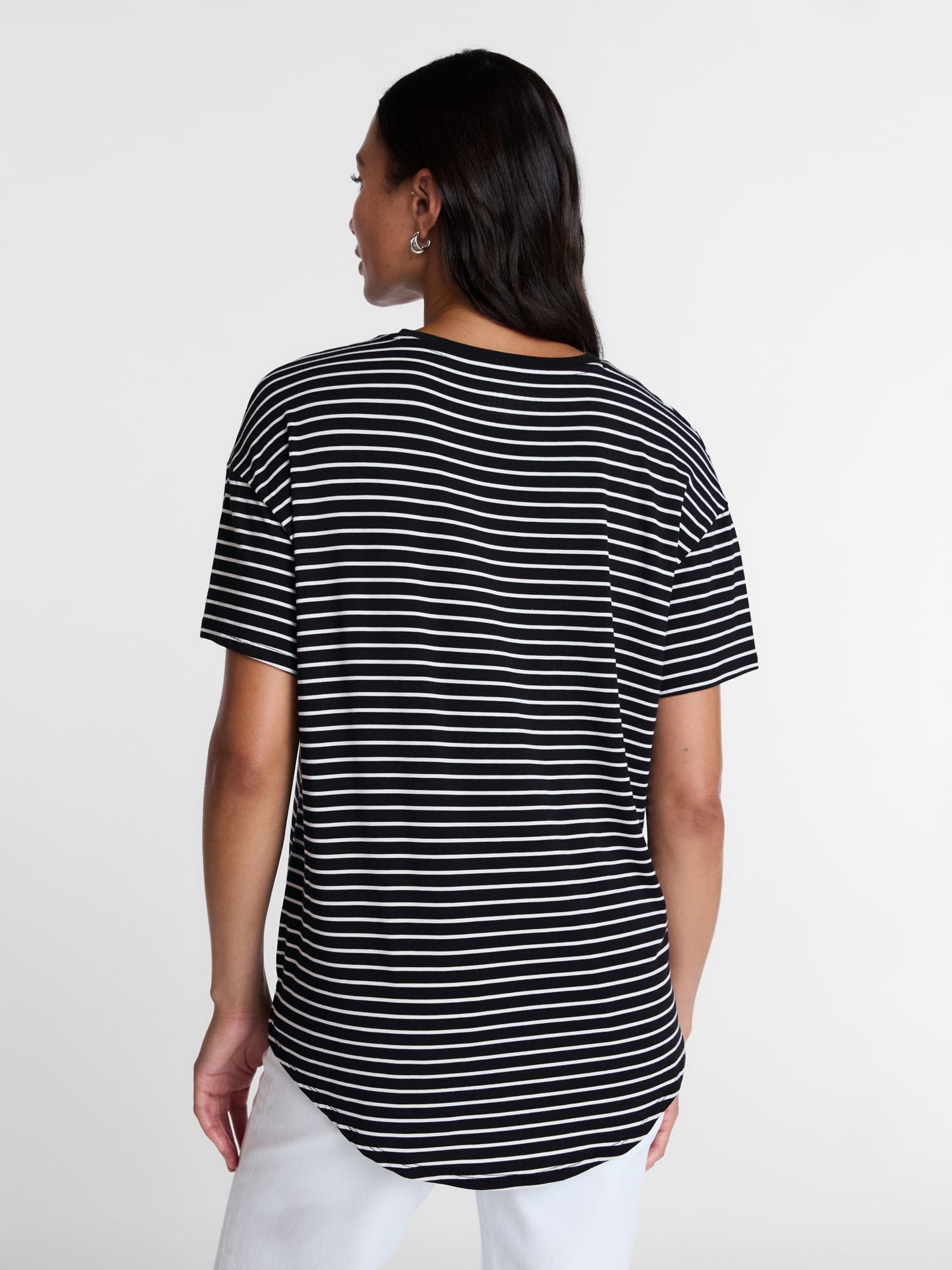 Time and Tru Women's Tunic Tee with Short Sleeves, Sizes XS-XXXL