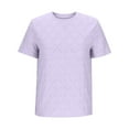 thumbnail image 5 of Liquidation! Hauts Grande Taille pour Femmes, Blouse à Manches Courtes d'Été pour Femmes, Haut Décontracté Uni à Col Rond et Manches Courtes pour Femmes, 5 of 5