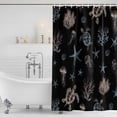 thumbnail image 4 of Black Coastal Waterproof Fabric Shower Curtain,Nautical Summer Beach Sea Turtle Starfish Waterproof Fabric Shower Curtain for Bathroom Curtains Bathtubs Shower Curtains with 12 Hooks Standard 60x72, 4 of 8