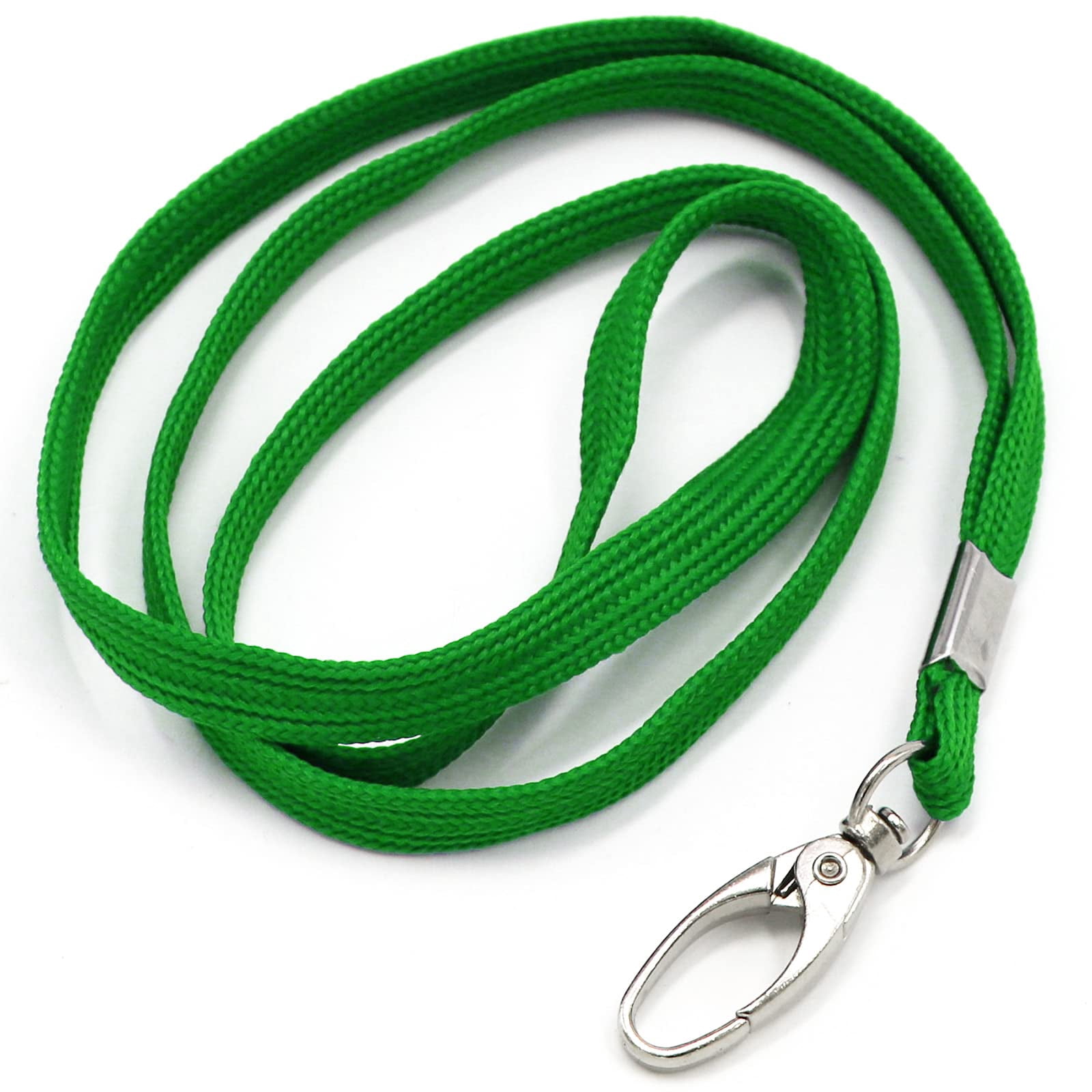 100 Pack Lanyards Bulk Lanyard For Office Id Badges Flat With Badge Clip Swivel Hook (100  Green)