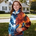 thumbnail image 3 of Uorisanigo Girls Half Zip Sweatshirt with Long Sleeve, Oversized Fire Ice Dragon Sweatshirts for Teen Girl, Fashion Quarter Zipper Cropped Sweatshirt Fall Winter Clothes Outerwear, 3 of 7