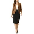 thumbnail image 2 of INSPIRE CHIC Women's Faux Suede Blazer Long Sleeve Lapel Collar Button Jacket L Light Brown, 2 of 6