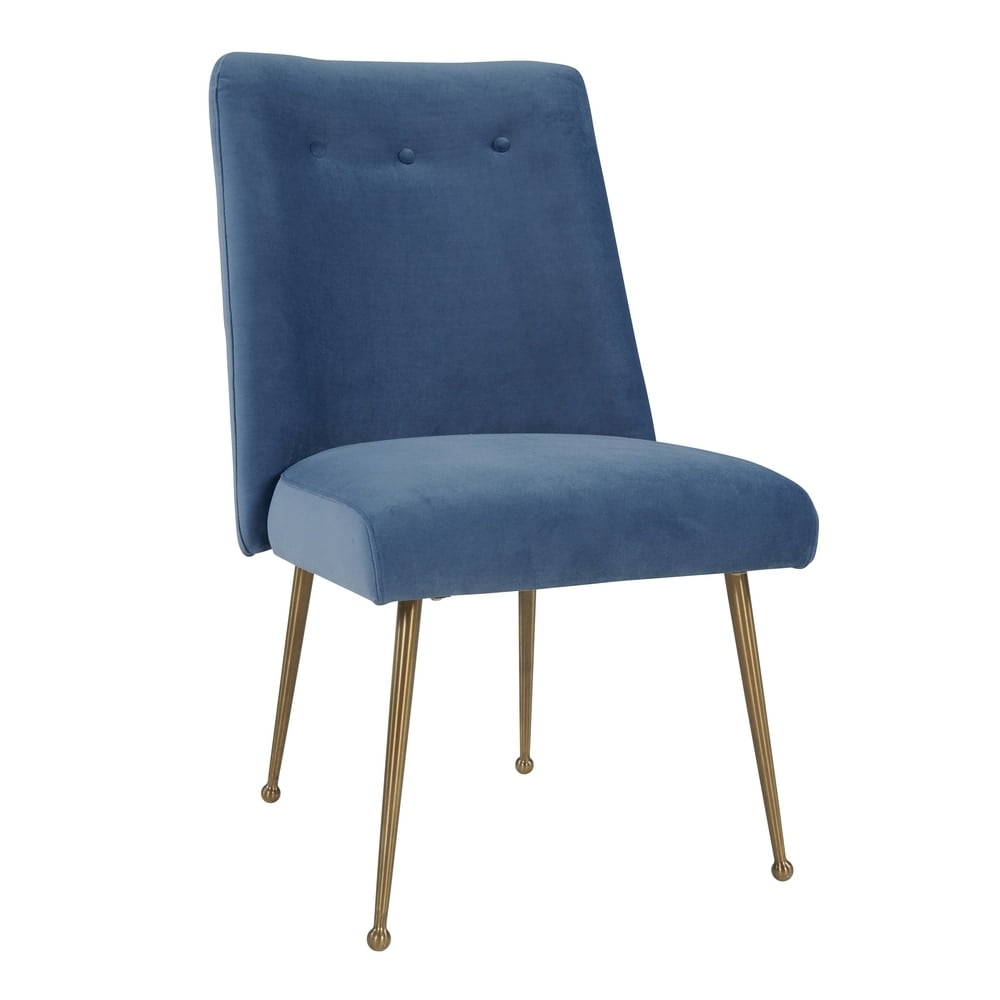 TOV Furniture Batik Ocean Blue Velvet Dining Chair with Gold Legs