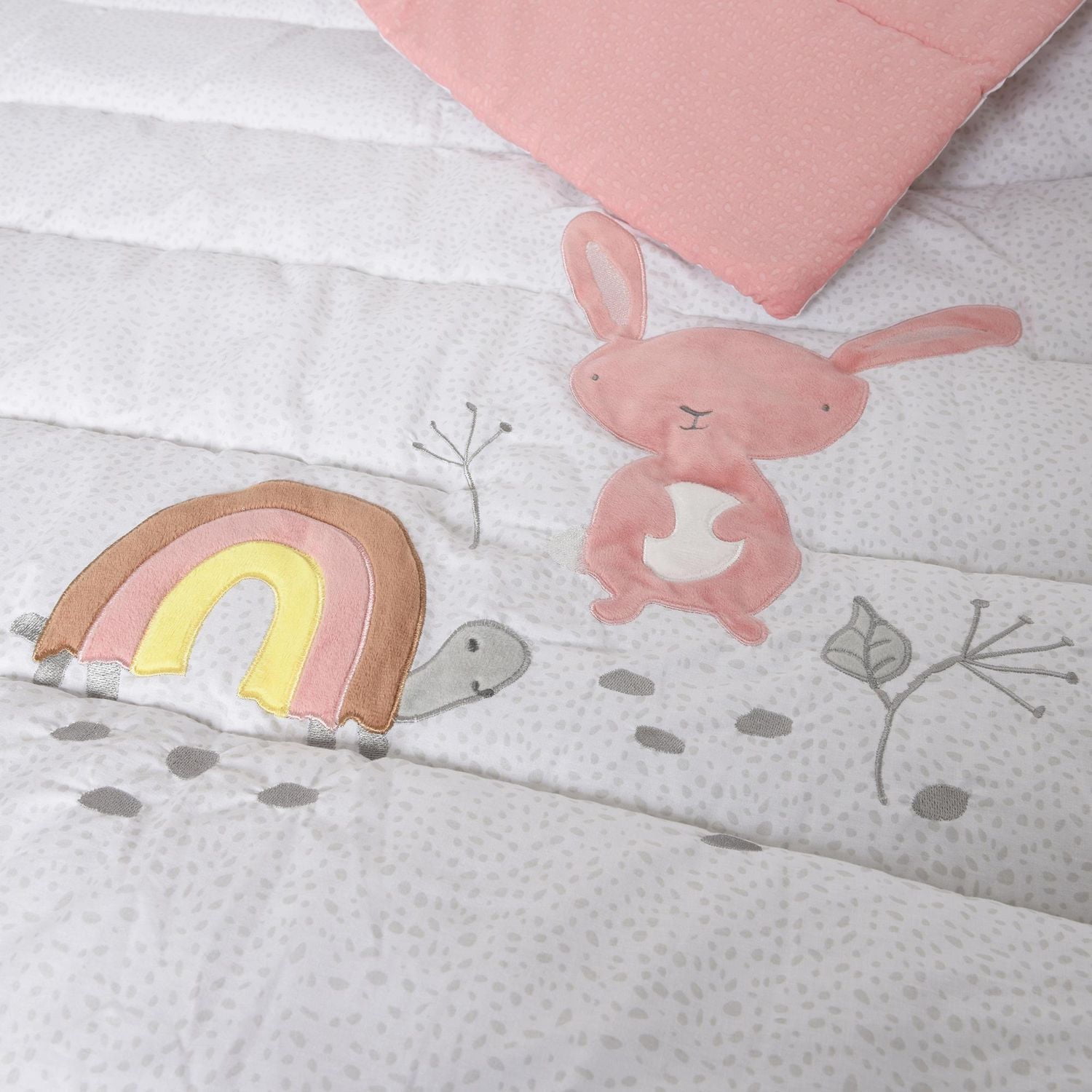 George Baby Pink 3-Piece Crib Set, Forest Friends, Baby Crib Set